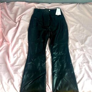Brand New A&F Abercrombie & Fitch Black Vegan Leather Flare Pants 26